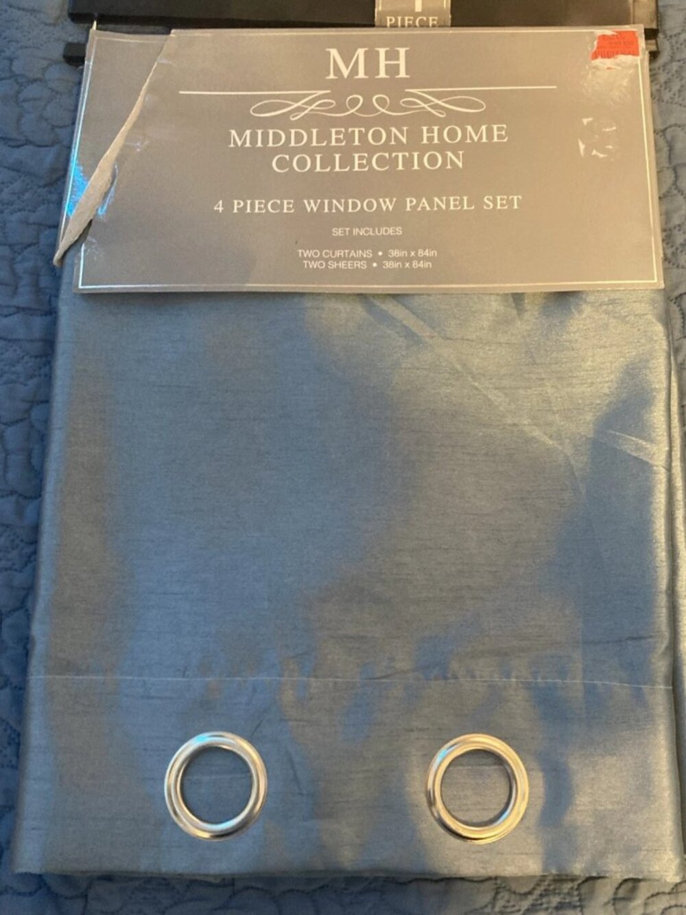 Middleton Home Collection 4 Piece Window Panel Set Blue In Color 38x84